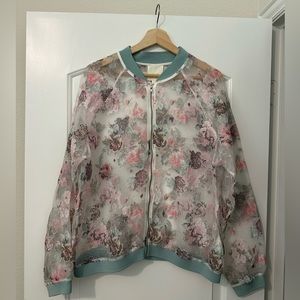 MAEVE floral sheer bomber jacket